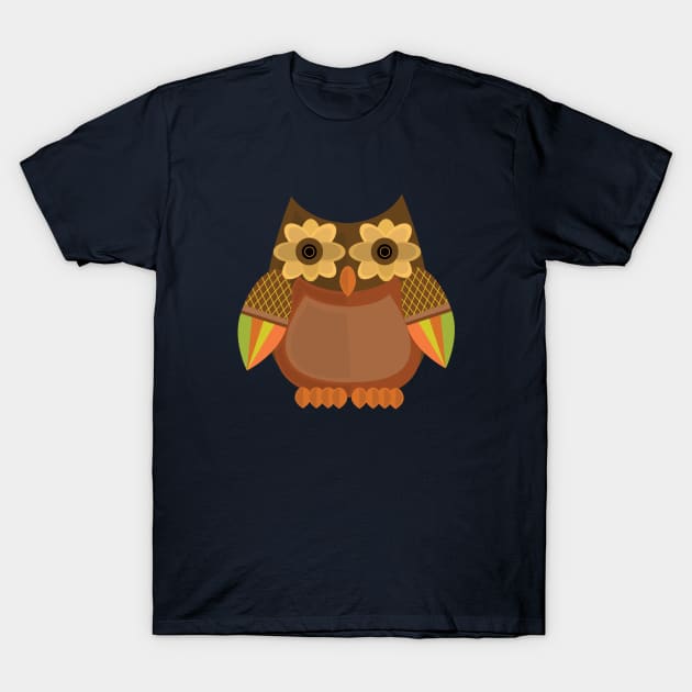 Harvest Owl - Brown T-Shirt by adamzworld